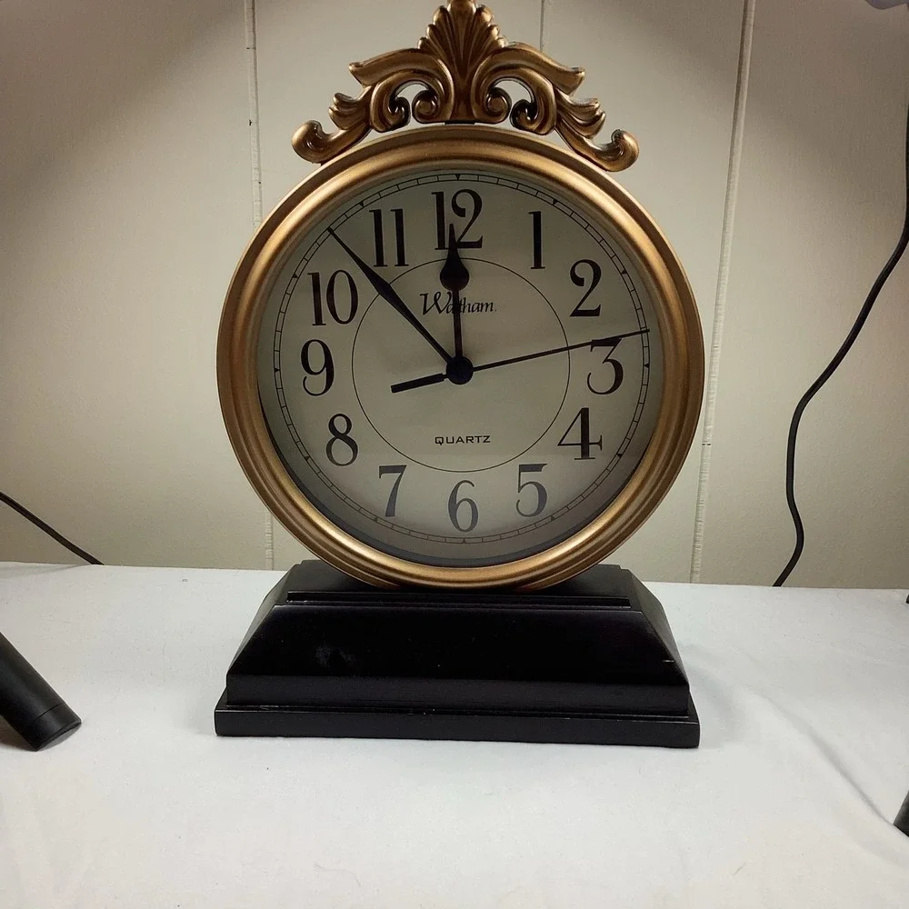 Witham Gold Quartz Desk Clock Roman Numeral